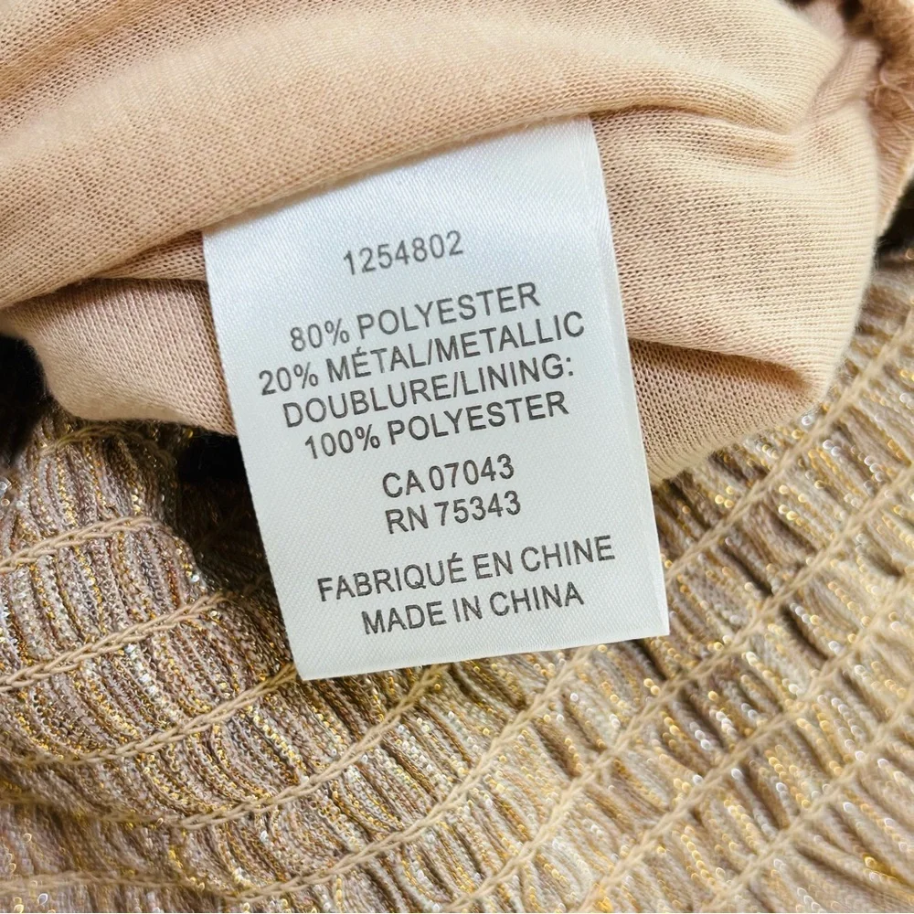 Joie Women’s metallic shimmer long sleeve smocked bottom Rose Gold blouse size M - Picture 8 of 8